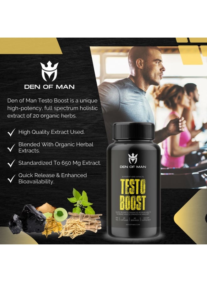 DEN OF MAN Testo Booster Capsules For Men 650mg Per Serving 60 Count pack of 2 - Image 4